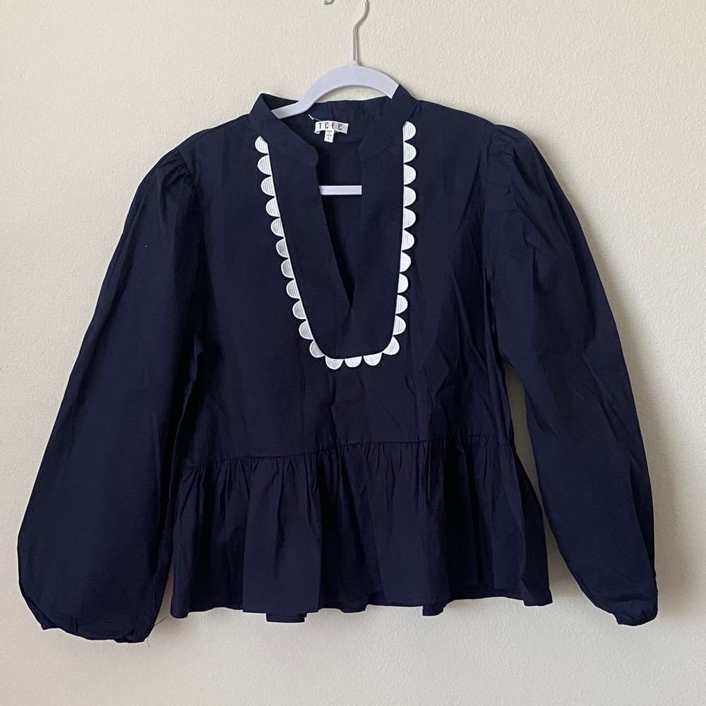 TCEC Navy Blouse with White Trim